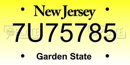7U75785 New Jersey License Plate