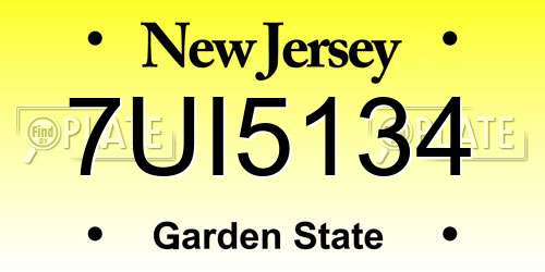 7UI5134 New Jersey License Plate