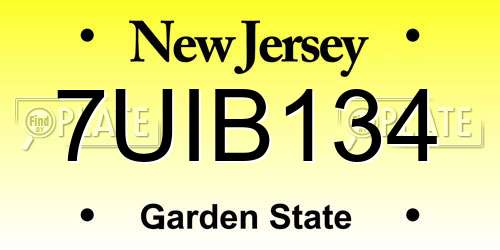 7UIB134 New Jersey License Plate