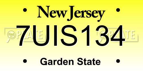7UIS134 New Jersey License Plate
