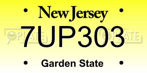 7UP303 New Jersey License Plate