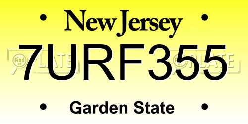 7URF355 New Jersey License Plate