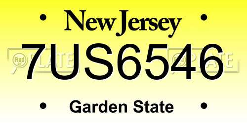 7US6546 New Jersey License Plate