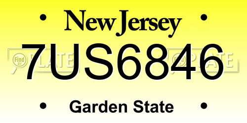7US6846 New Jersey License Plate