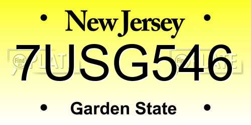 7USG546 New Jersey License Plate