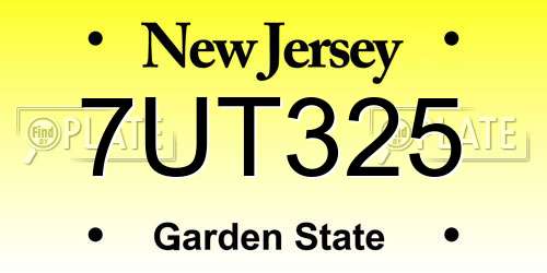 7UT325 New Jersey License Plate