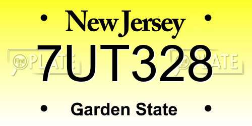 7UT328 New Jersey License Plate
