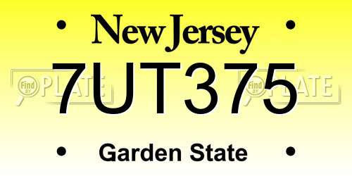 7UT375 New Jersey License Plate
