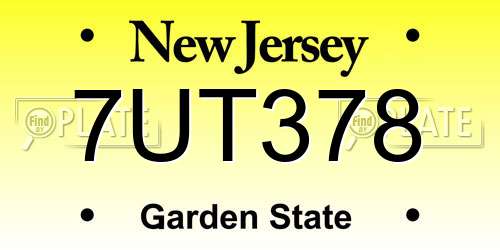 7UT378 New Jersey License Plate