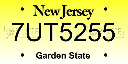 7UT5255 New Jersey License Plate