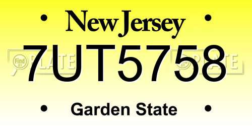 7UT5758 New Jersey License Plate