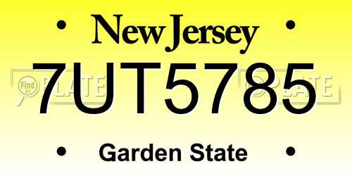7UT5785 New Jersey License Plate