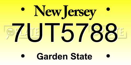 7UT5788 New Jersey License Plate