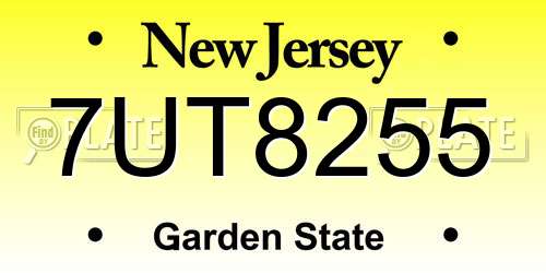 7UT8255 New Jersey License Plate