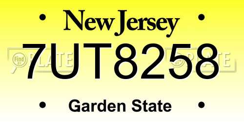 7UT8258 New Jersey License Plate