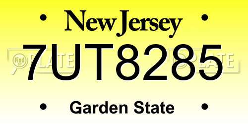 7UT8285 New Jersey License Plate