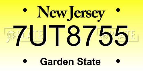 7UT8755 New Jersey License Plate
