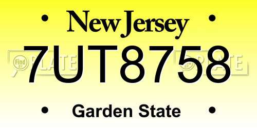 7UT8758 New Jersey License Plate