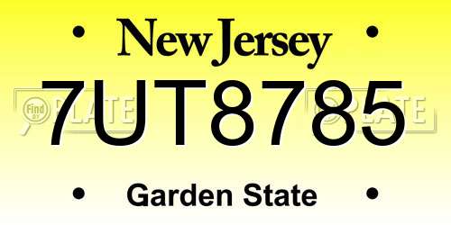 7UT8785 New Jersey License Plate