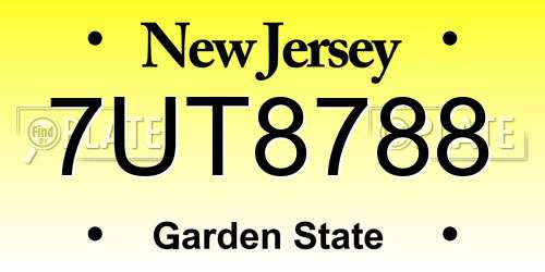 7UT8788 New Jersey License Plate