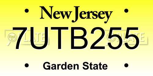 7UTB255 New Jersey License Plate
