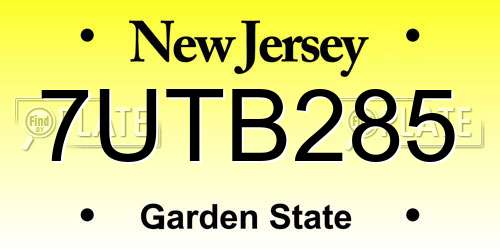 7UTB285 New Jersey License Plate
