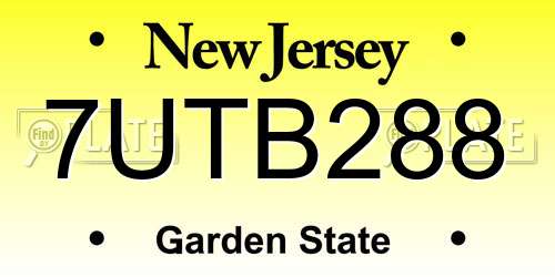 7UTB288 New Jersey License Plate