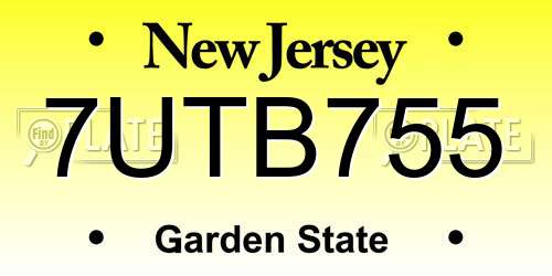 7UTB755 New Jersey License Plate