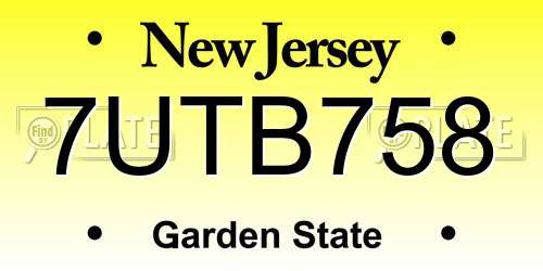7UTB758 New Jersey License Plate