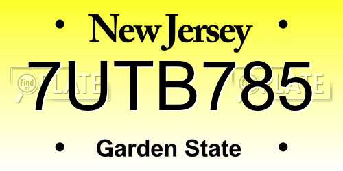 7UTB785 New Jersey License Plate