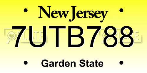 7UTB788 New Jersey License Plate