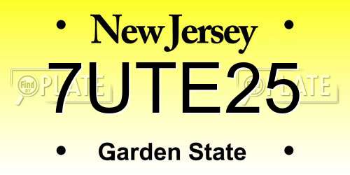 7UTE25 New Jersey License Plate