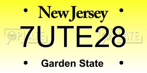 7UTE28 New Jersey License Plate