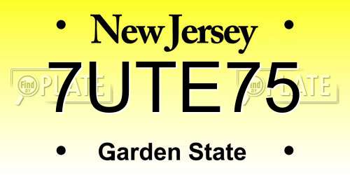 7UTE75 New Jersey License Plate
