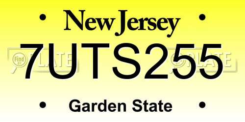7UTS255 New Jersey License Plate