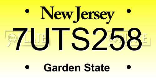 7UTS258 New Jersey License Plate