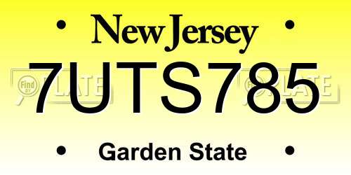 7UTS785 New Jersey License Plate