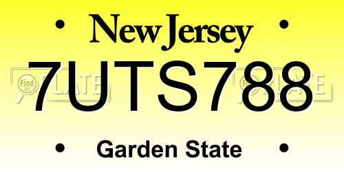 7UTS788 New Jersey License Plate