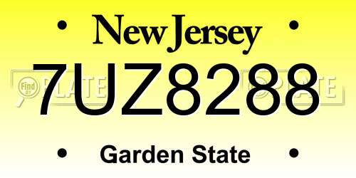 7UZ8288 New Jersey License Plate