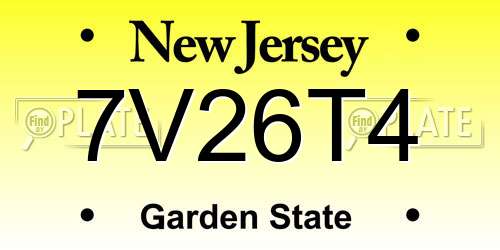 7V26T4 New Jersey License Plate