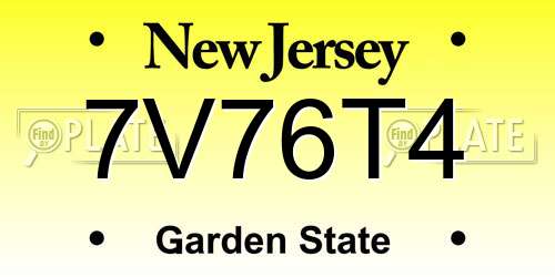 7V76T4 New Jersey License Plate
