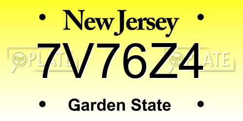 7V76Z4 New Jersey License Plate