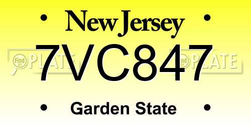 7VC847 New Jersey License Plate