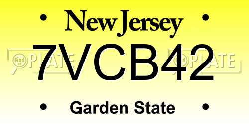 7VCB42 New Jersey License Plate