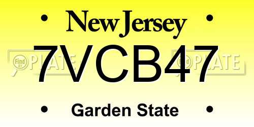 7VCB47 New Jersey License Plate