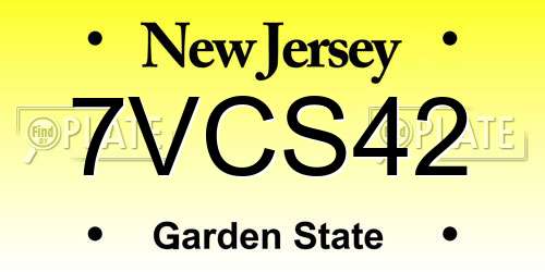 7VCS42 New Jersey License Plate