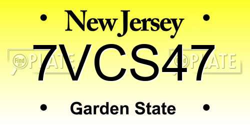 7VCS47 New Jersey License Plate