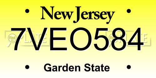 7VEO584 New Jersey License Plate