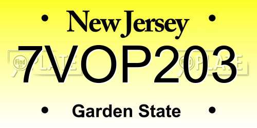 7VOP203 New Jersey License Plate
