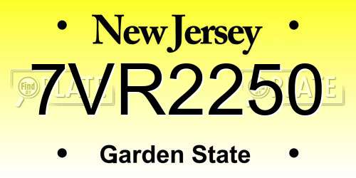 7VR2250 New Jersey License Plate